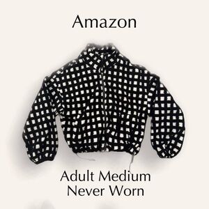 Black and White Checkered Zip-Up Jacket